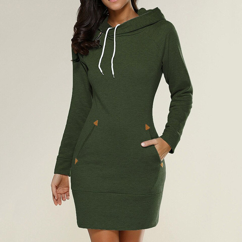 Women's - Cosy Hoodie Dress - Trendy Casual Wear - Soft Fabric - Perfect for Everyday Style