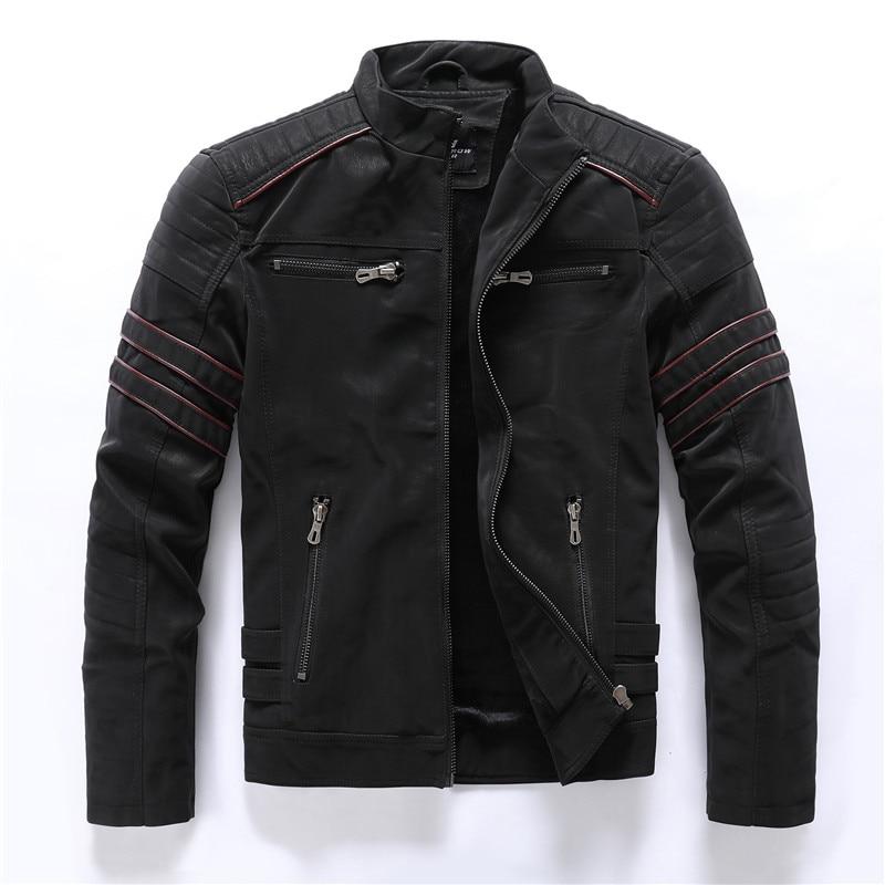 Men's - Motorbike Jacket - High-Quality Leather with Stand-Up Collar