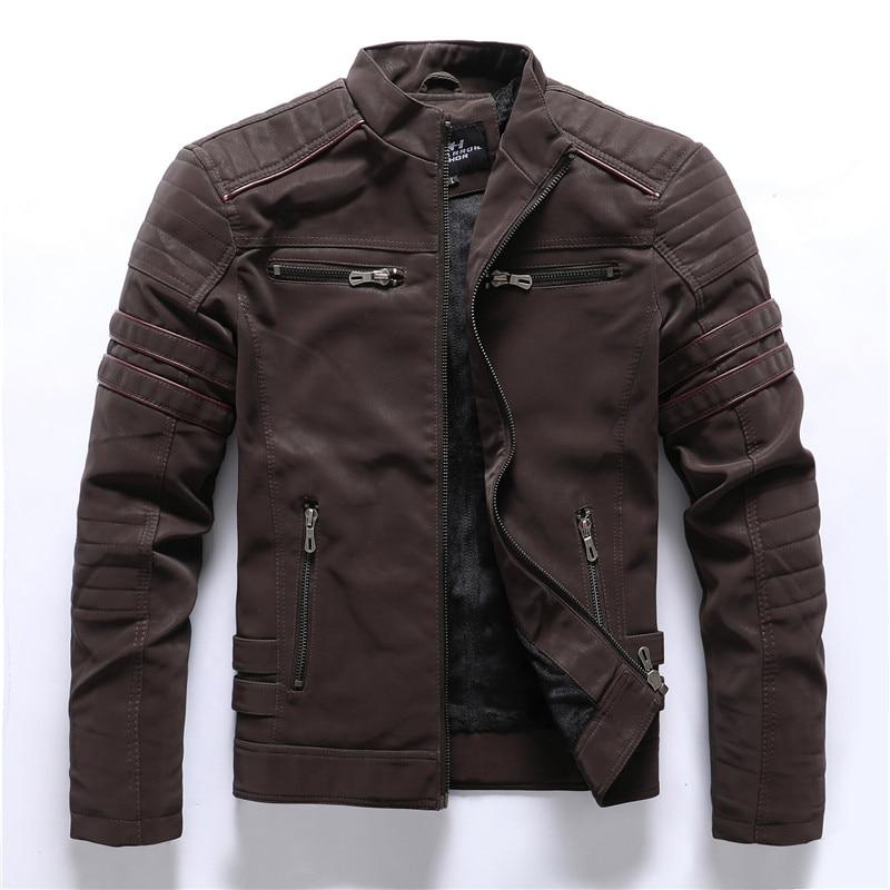 Men's - Motorbike Jacket - High-Quality Leather with Stand-Up Collar
