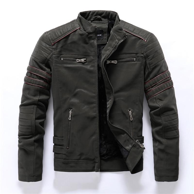Men's - Motorbike Jacket - High-Quality Leather with Stand-Up Collar