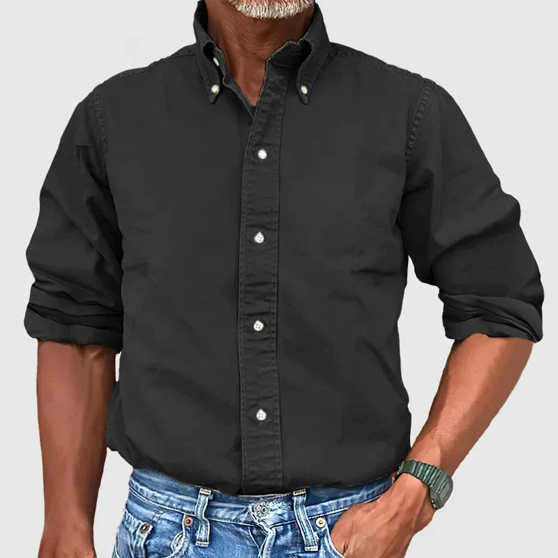 Men's - Vintage Casual Long Sleeve Shirt - Cotton Fabric