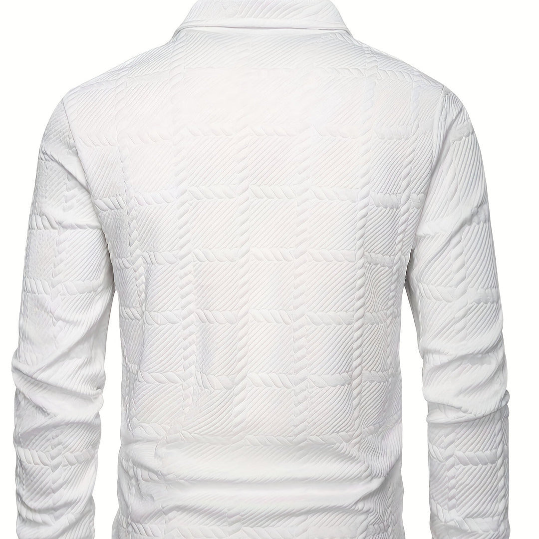 Men's - Knitted Jacquard Polo Shirt - Stylish Comfort
