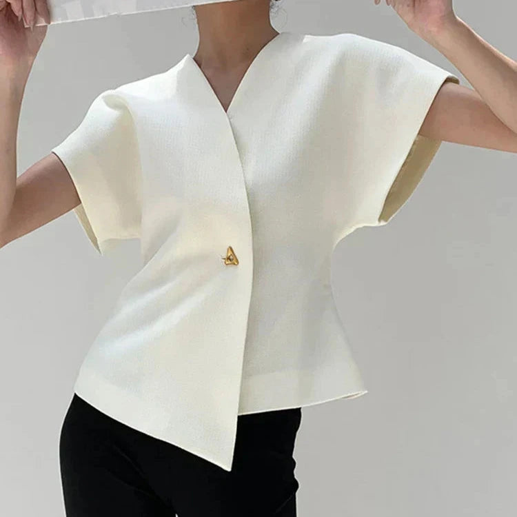Women's - V-Neck Button-Down Blouse – Lightweight