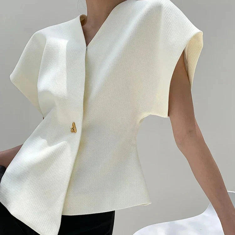 Women's - V-Neck Button-Down Blouse – Lightweight