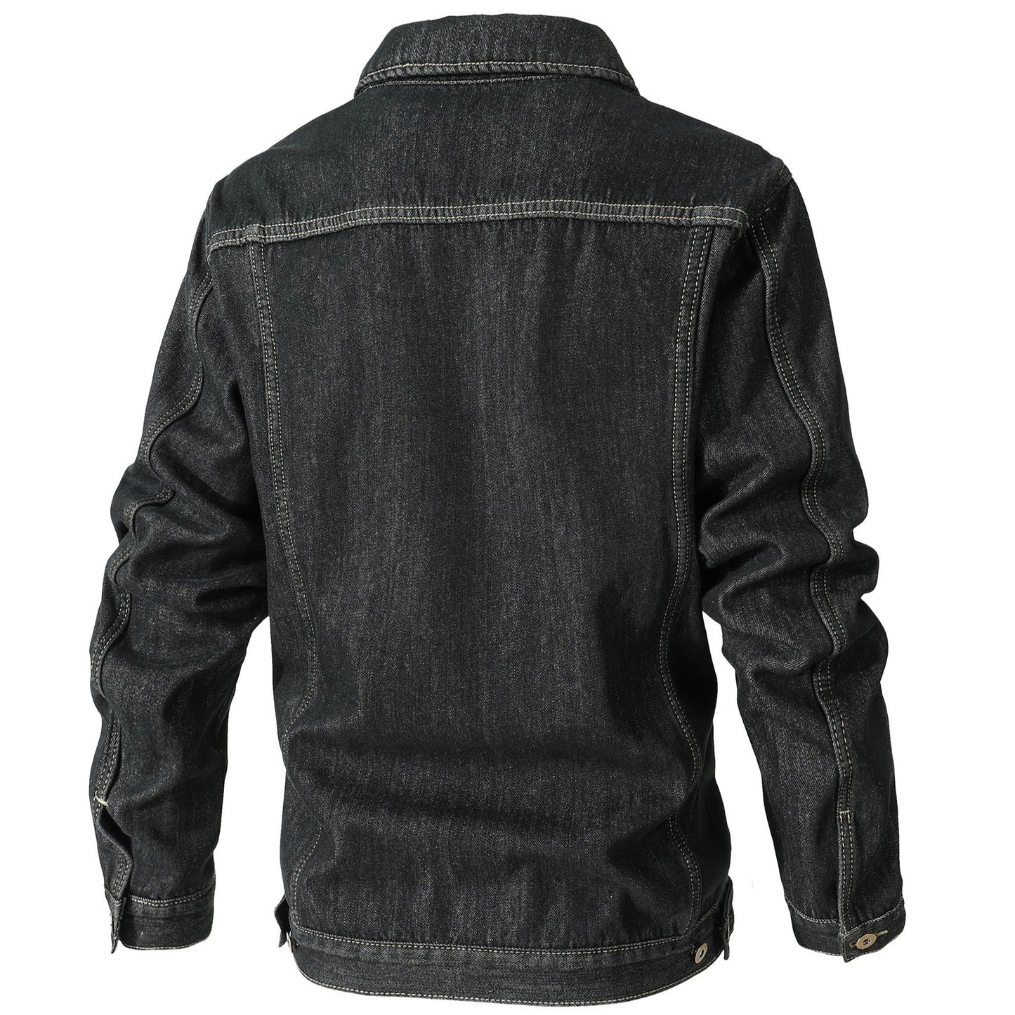 Men's - Fleece Lined Denim Jacket - Warm & Stylish Outerwear for Cold Weather