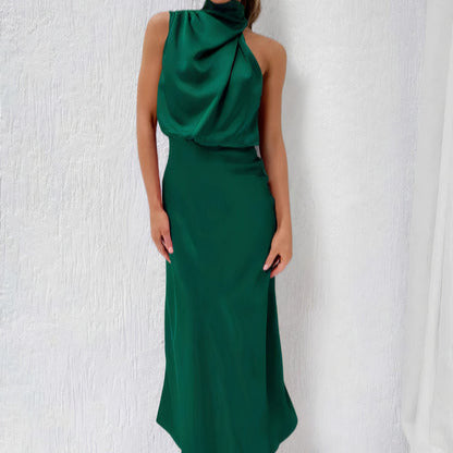 Women's - Elegant Halter Maxi Dress - Chic Style