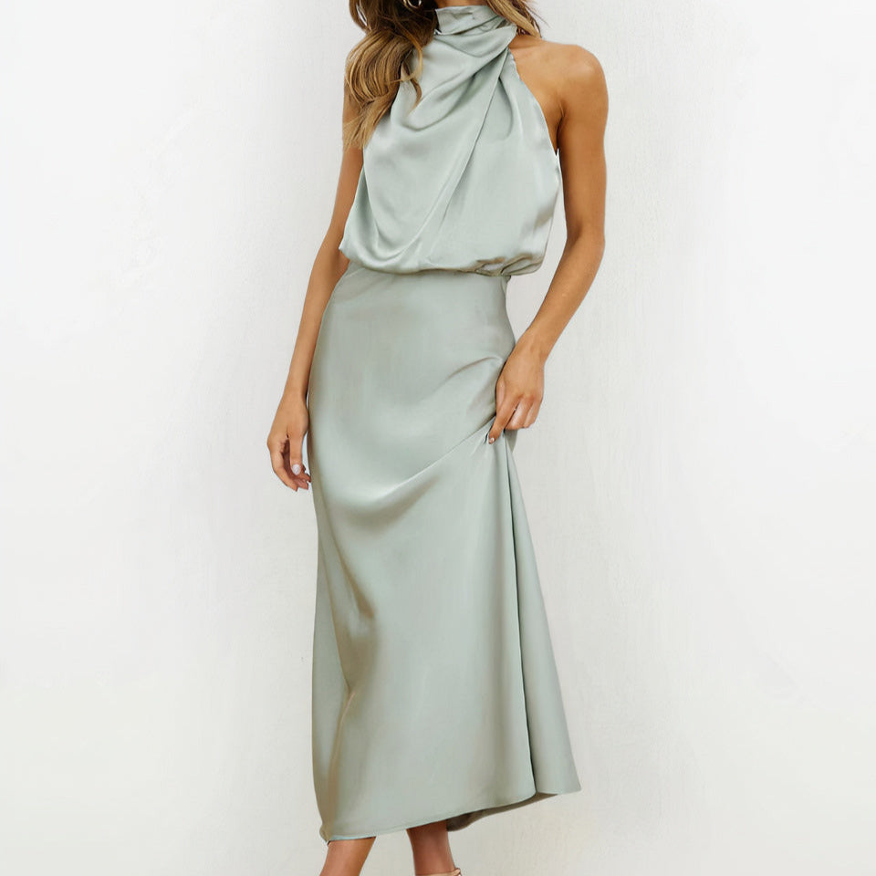 Women's - Elegant Halter Maxi Dress - Chic Style