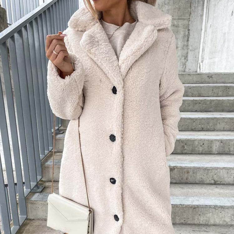 Women's - Teddy Coat - Warm Long Plus Size Outerwear for Cosy Style