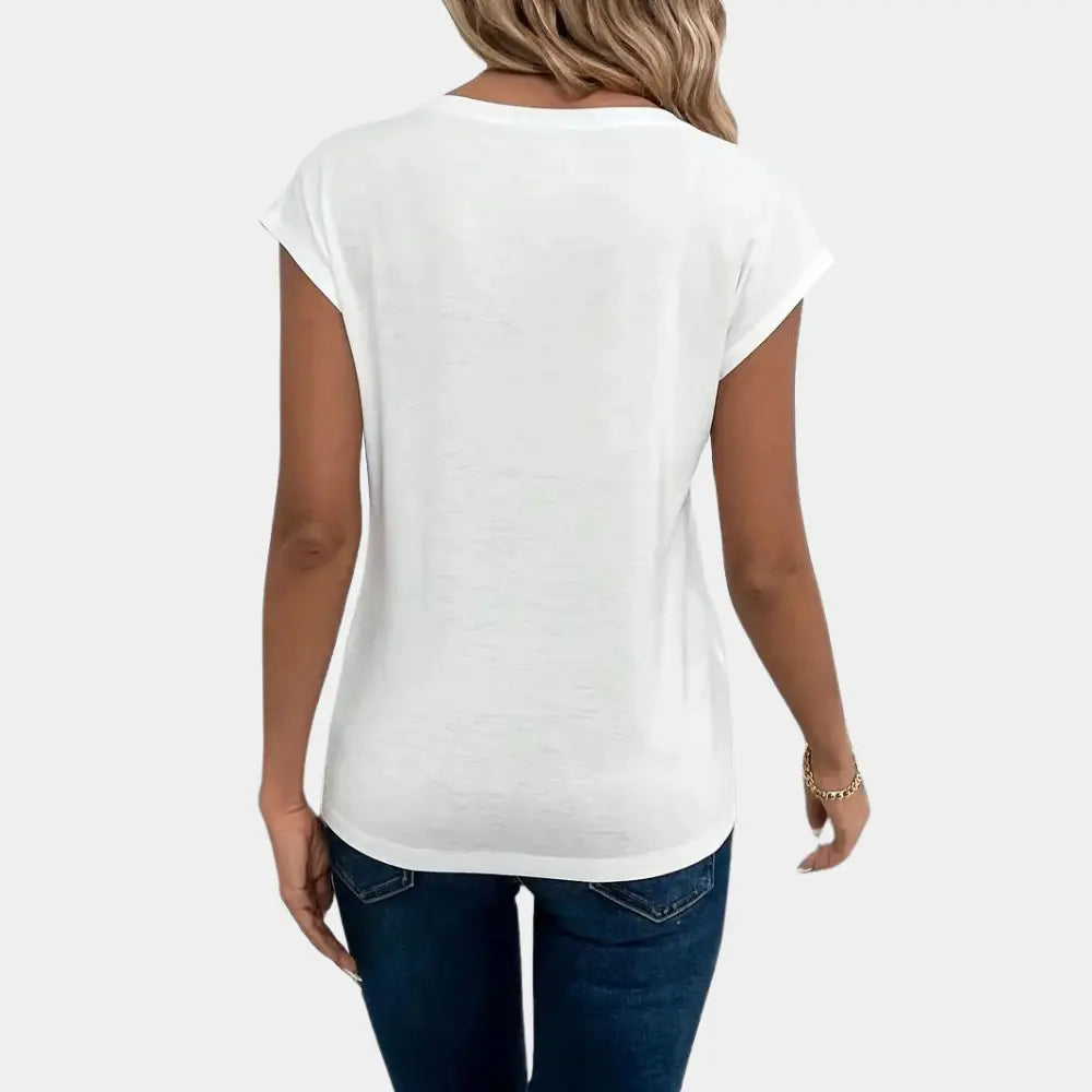 Women's - Chic Casual V-Neck Top - Soft Fabric - Versatile Women's Fashion for Everyday Style - Perfect for Any Occasion