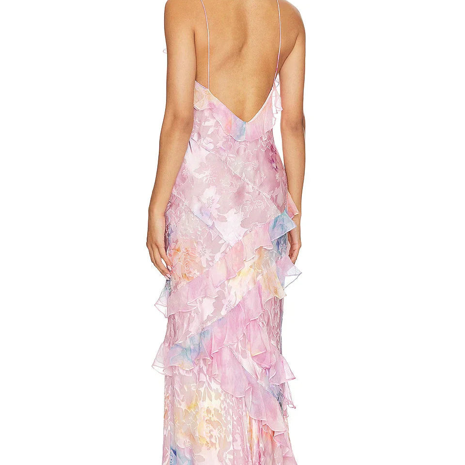 Women's - Ruffled Long Dress - Elegant Flowing Style - Perfect for Special Occasions and Casual Outings
