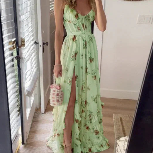 Women's - Elegant Floral Maxi Dress - Summer Style