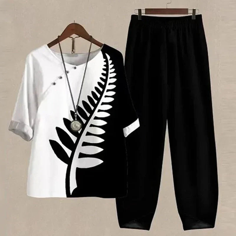Women's - Shirt and Pants Set - Soft Fabric for All-Day Comfort - Stylish Casual Outfit for Any Occasion