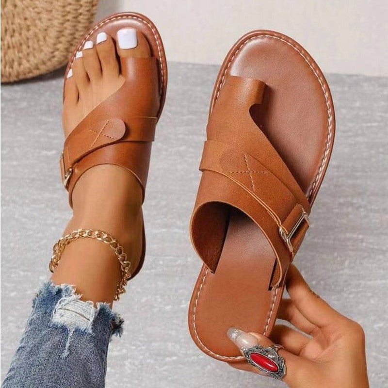 Women's - Stylish Leather Sandals - Supportive Fit