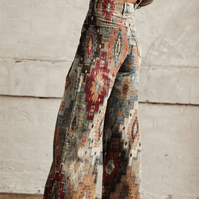 Women's - Chic Wide-Leg Pants - Lightweight Fabric - Vintage-Inspired Bohemian Style - Effortless Fashion Essential