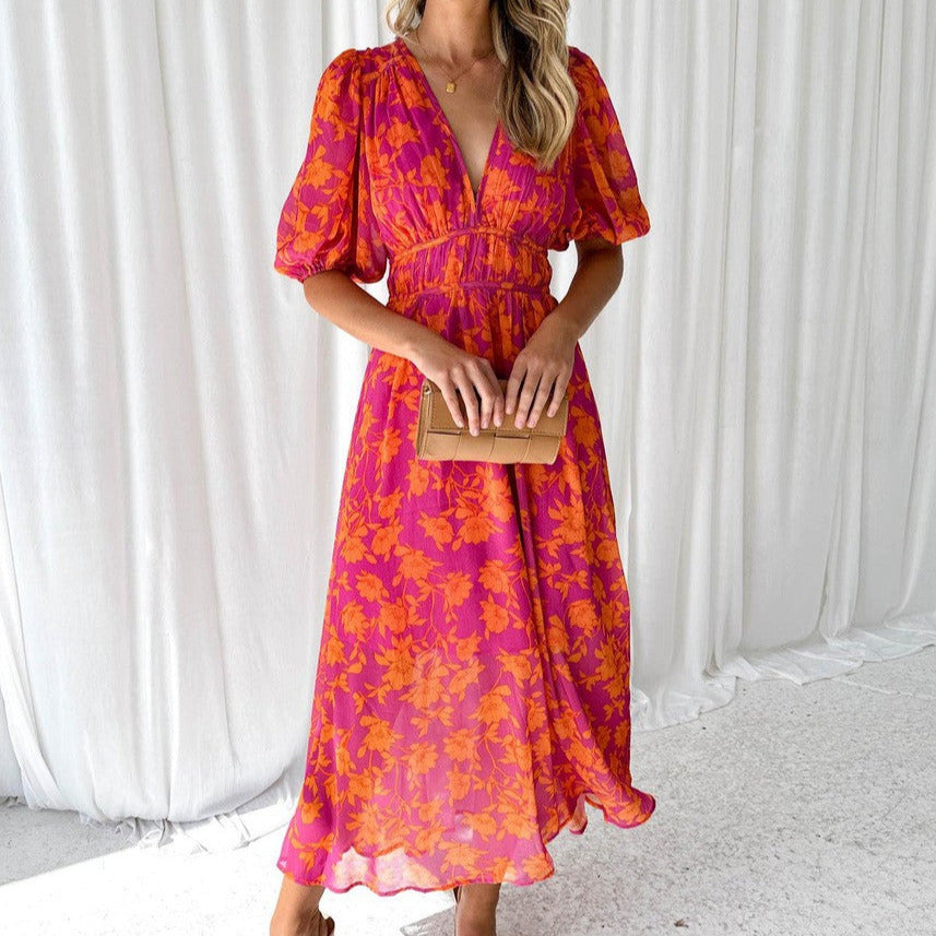 Women's - Floral Maxi Dress - Summer Style