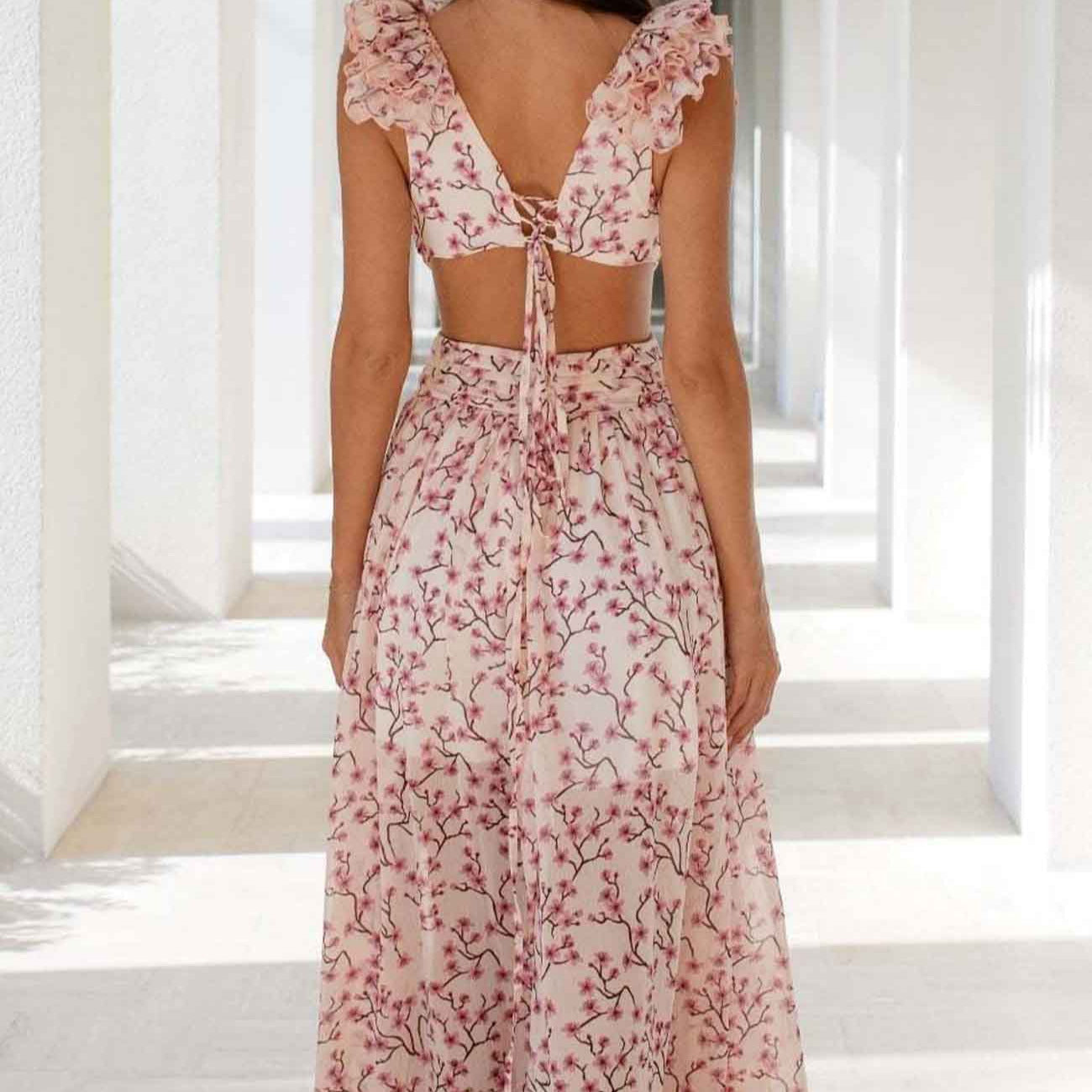 Women's - Floral Maxi Dress - Elegant Style