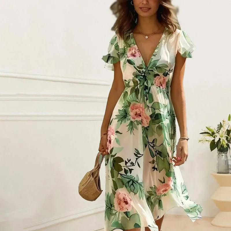 Women's - Floral Summer Dress - Lightweight Fabric