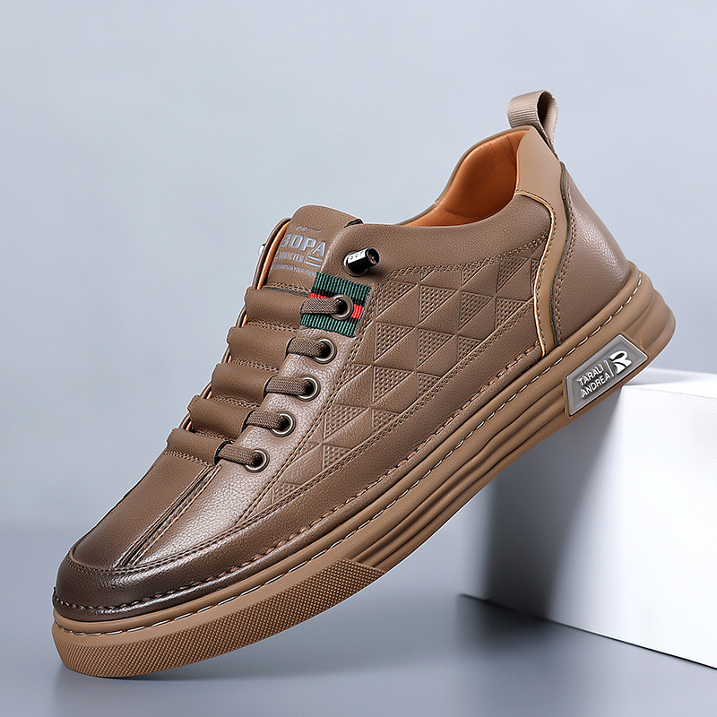 Men's - Casual Leather Sneakers - Stylish Footwear