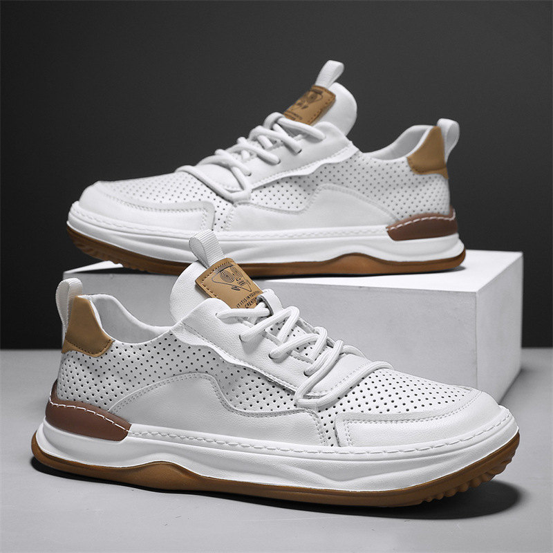 Men's – Leather Sneakers – Genuine Leather, Stylish Design – Casual Footwear