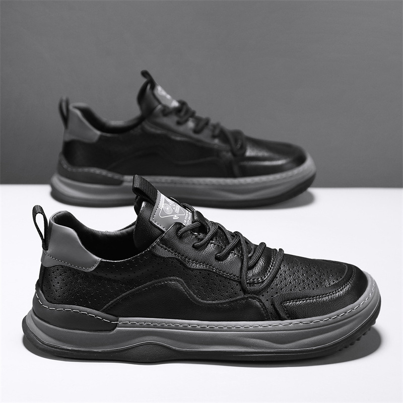 Men's – Leather Sneakers – Genuine Leather, Stylish Design – Casual Footwear