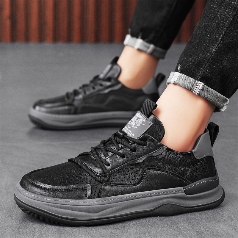 Men's – Leather Sneakers – Genuine Leather, Stylish Design – Casual Footwear