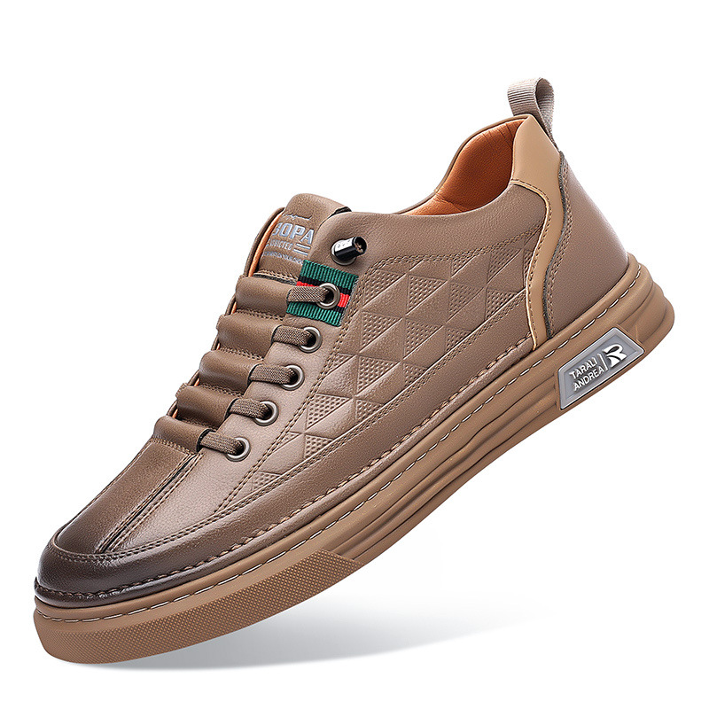 Men's - Casual Leather Sneakers - Stylish Footwear