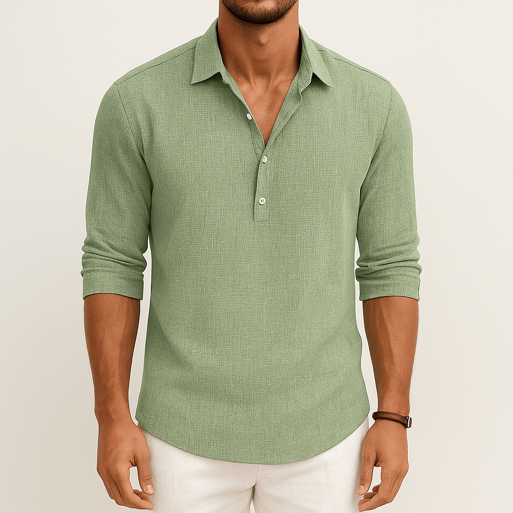 Men's - Casual Long Sleeve Shirt - Button-Up