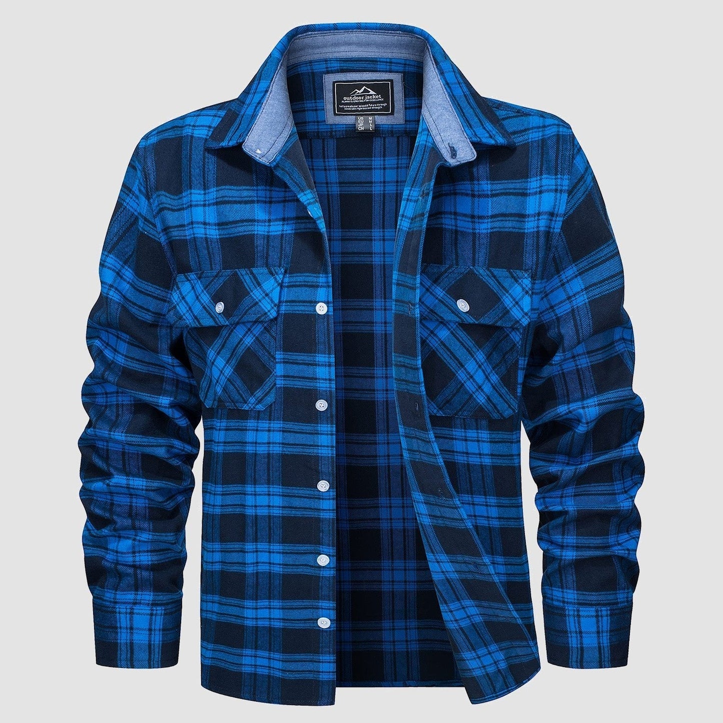 Men's - Long Sleeve Shirt – Cotton, Plaid Flannel – Casual Style