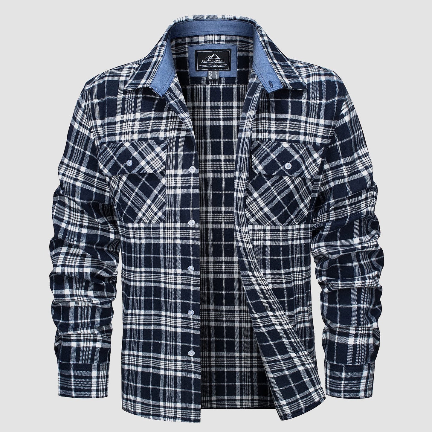 Men's - Long Sleeve Shirt – Cotton, Plaid Flannel – Casual Style