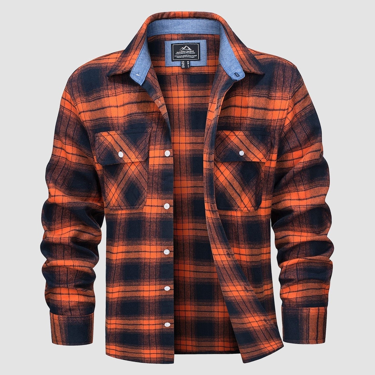 Men's - Long Sleeve Shirt – Cotton, Plaid Flannel – Casual Style