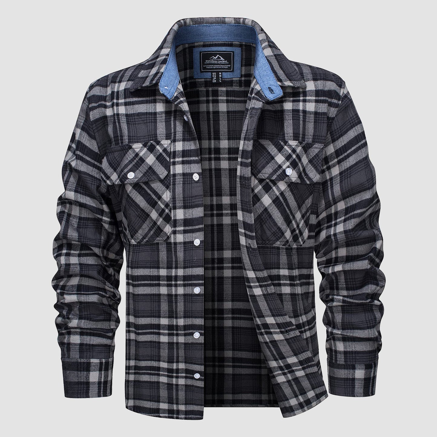 Men's - Long Sleeve Shirt – Cotton, Plaid Flannel – Casual Style