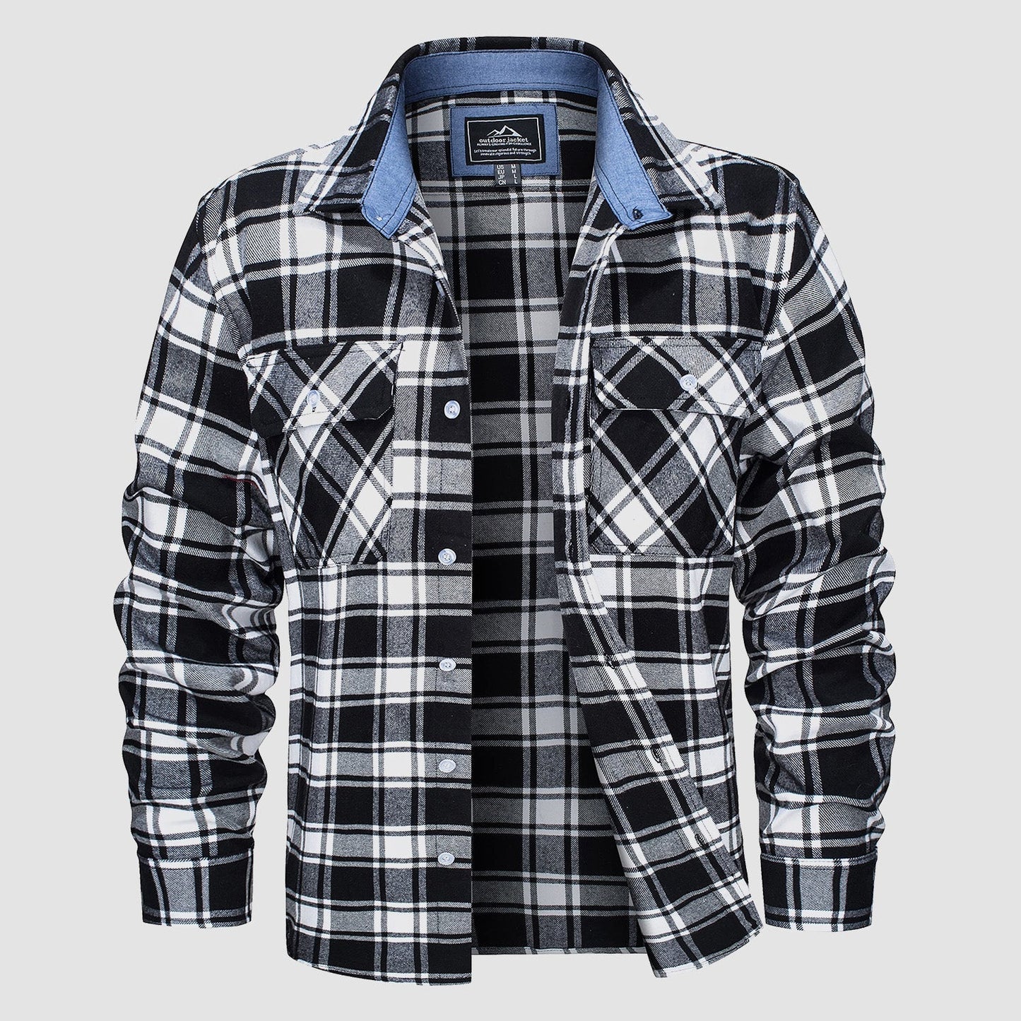 Men's - Long Sleeve Shirt – Cotton, Plaid Flannel – Casual Style