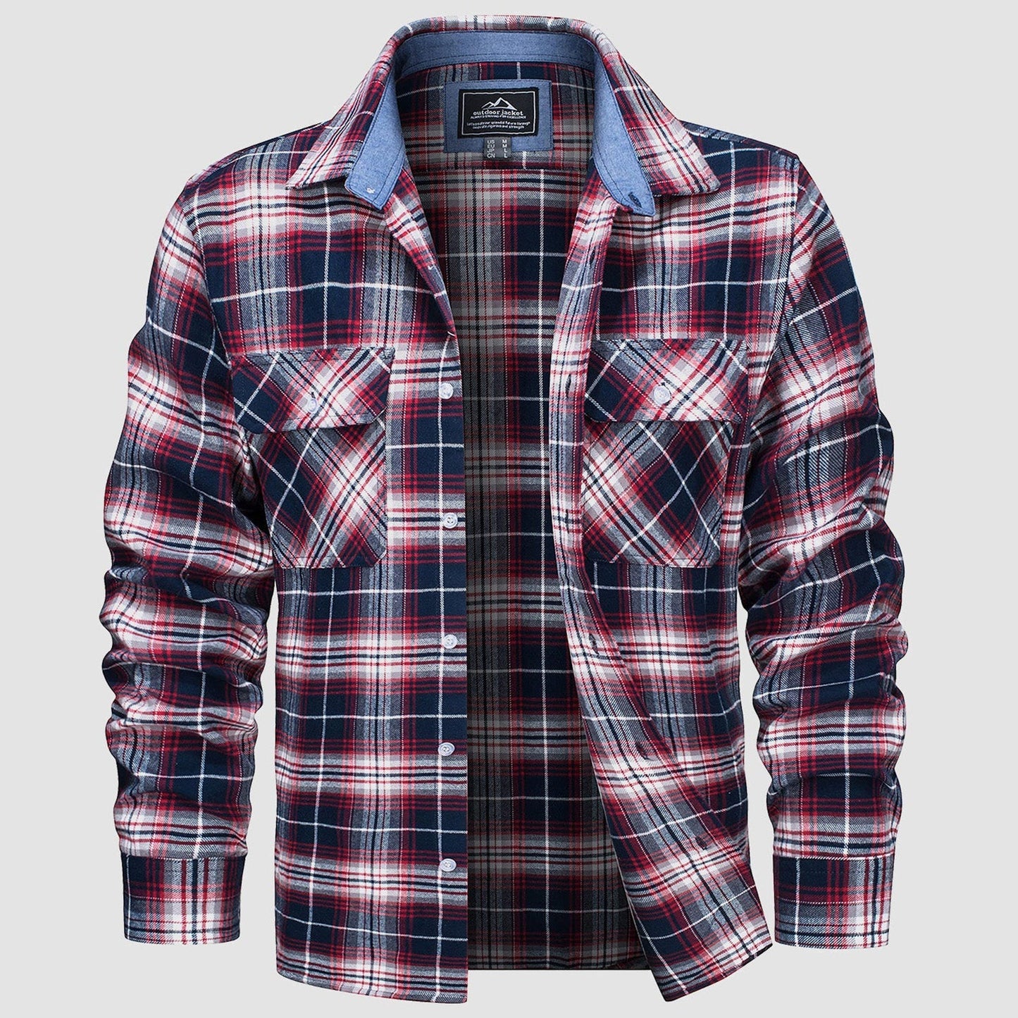 Men's - Long Sleeve Shirt – Cotton, Plaid Flannel – Casual Style