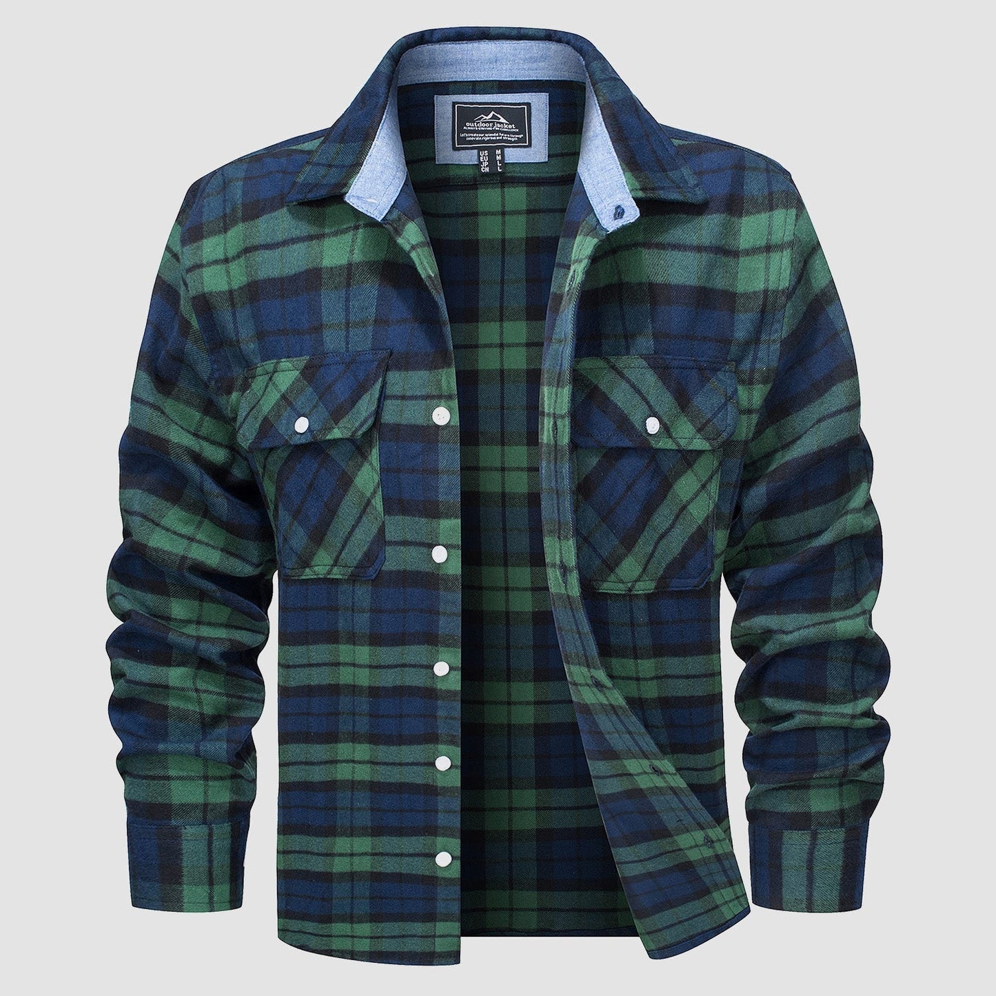 Men's - Long Sleeve Shirt – Cotton, Plaid Flannel – Casual Style