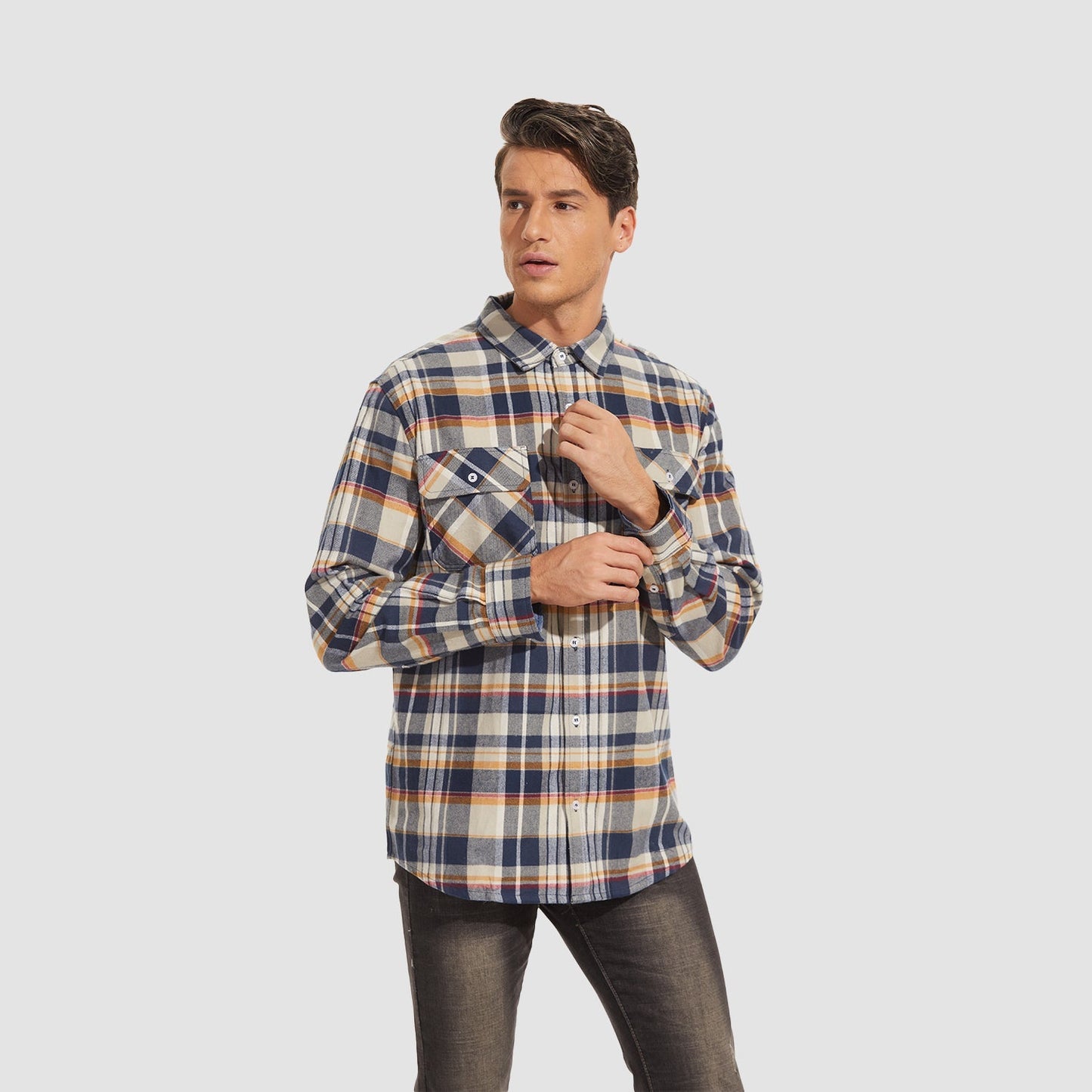 Men's - Long Sleeve Shirt – Cotton, Plaid Flannel – Casual Style