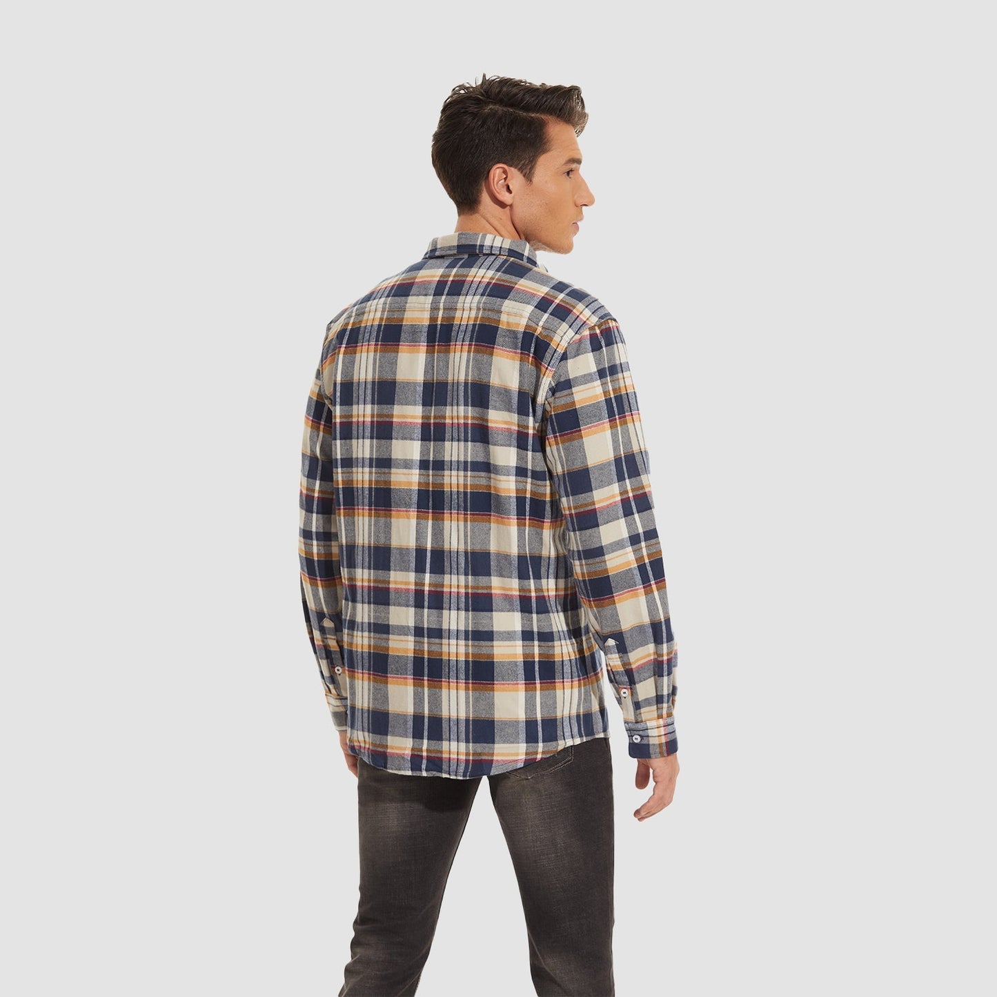 Men's - Long Sleeve Shirt – Cotton, Plaid Flannel – Casual Style