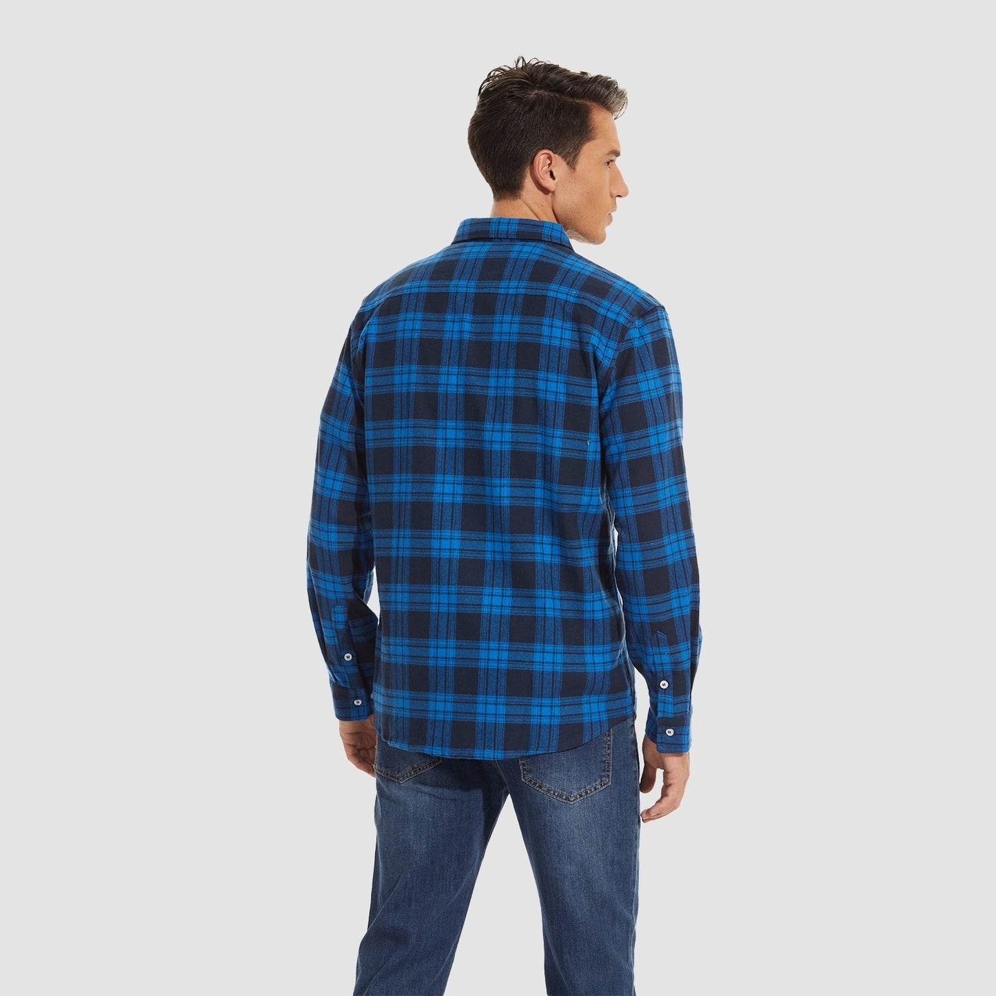Men's - Long Sleeve Shirt – Cotton, Plaid Flannel – Casual Style