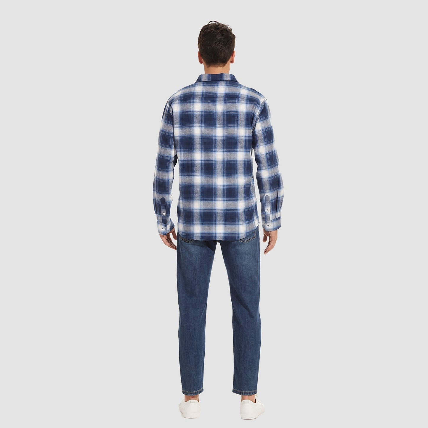 Men's - Long Sleeve Shirt – Cotton, Plaid Flannel – Casual Style