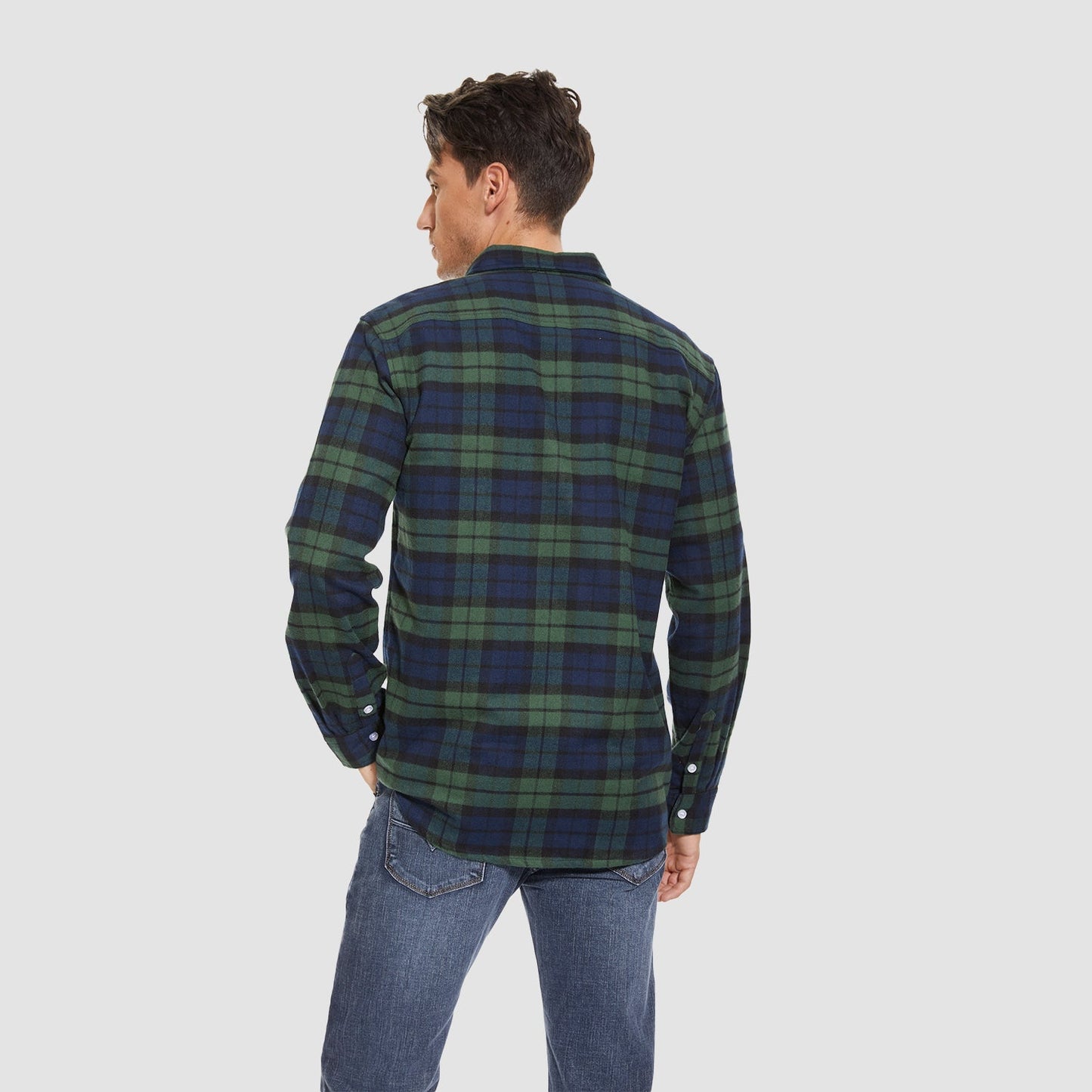 Men's - Long Sleeve Shirt – Cotton, Plaid Flannel – Casual Style