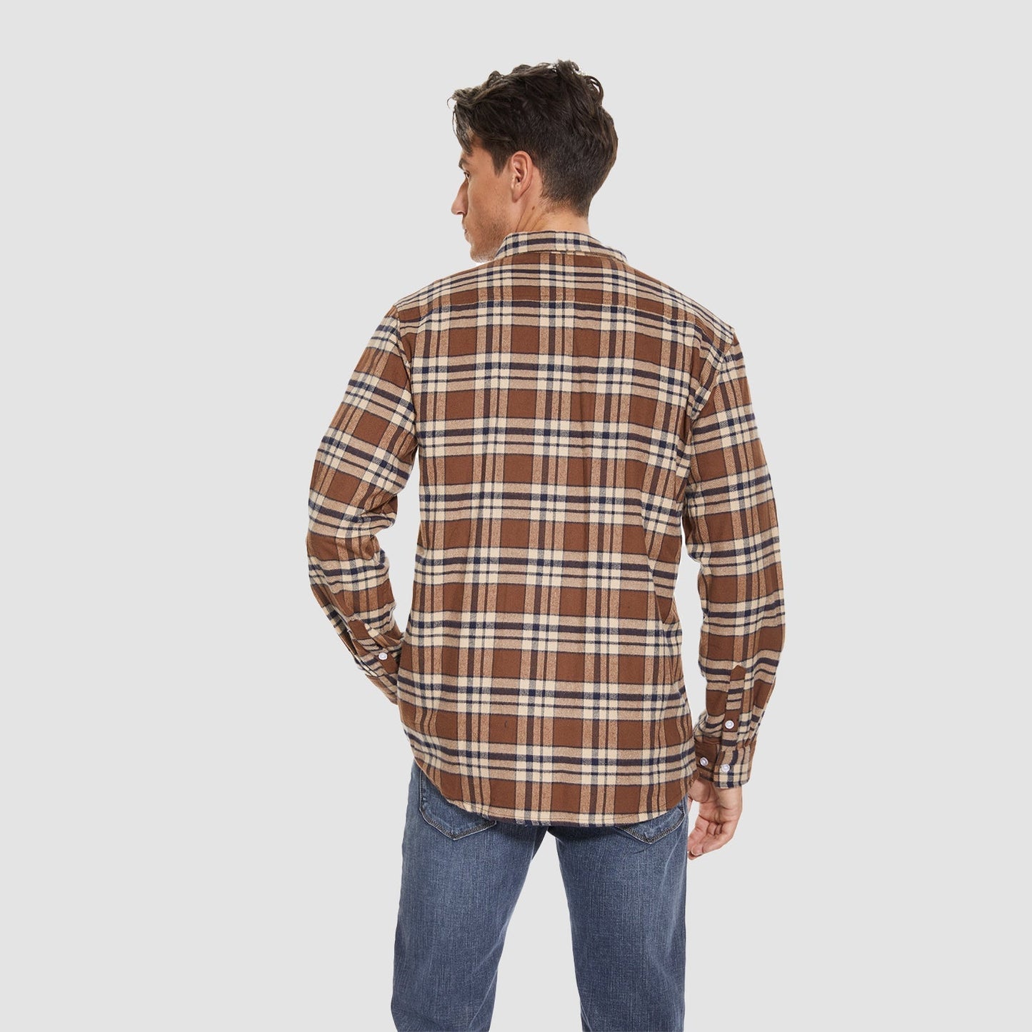 Men's - Long Sleeve Shirt – Cotton, Plaid Flannel – Casual Style