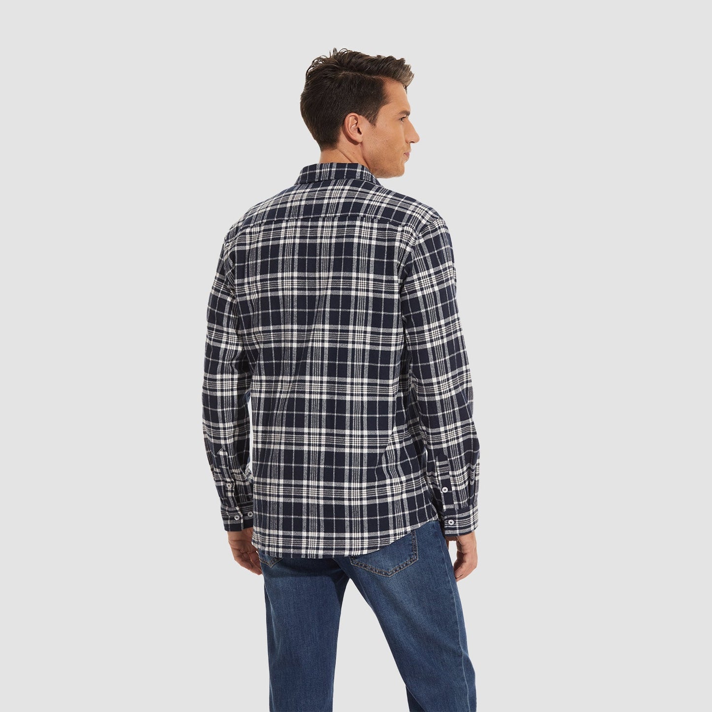 Men's - Long Sleeve Shirt – Cotton, Plaid Flannel – Casual Style