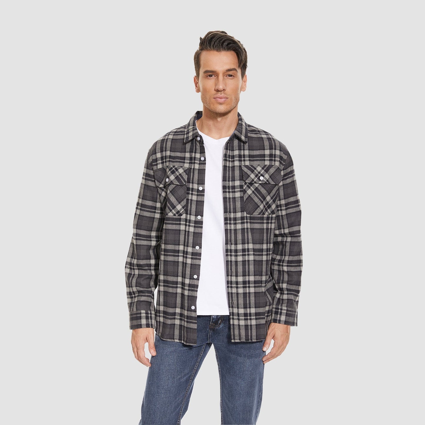 Men's - Long Sleeve Shirt – Cotton, Plaid Flannel – Casual Style