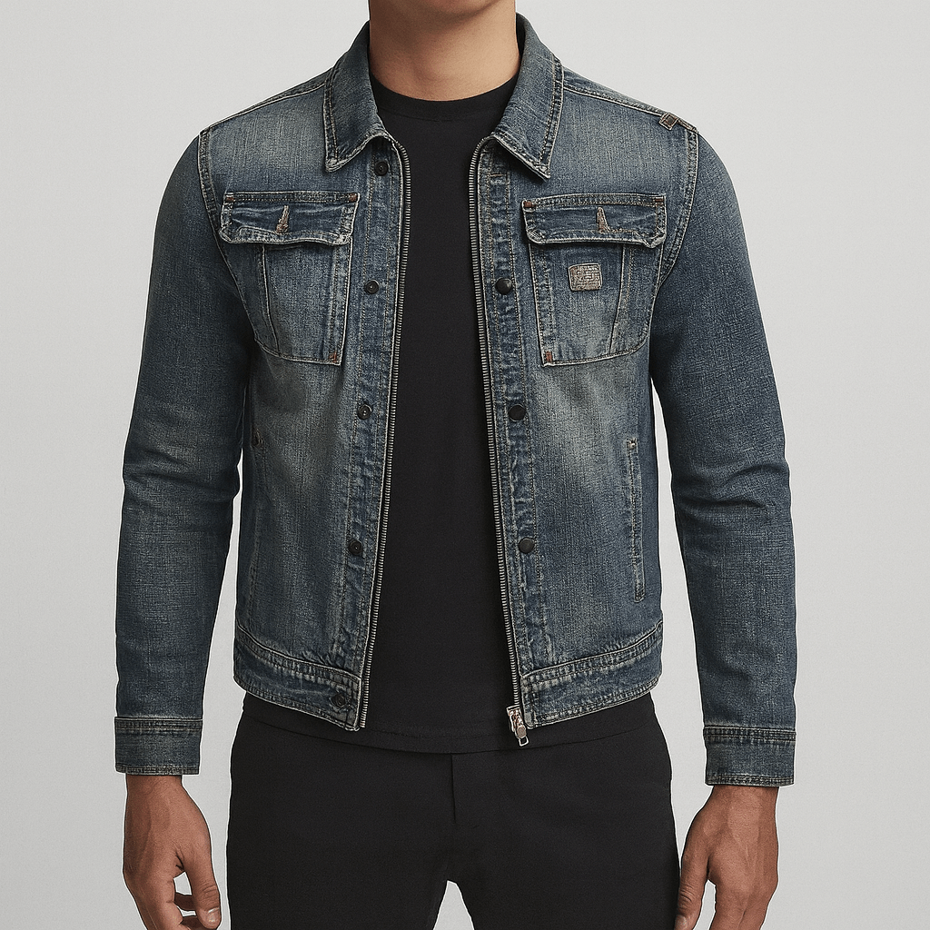 Men's - Denim Jacket - Button Front Pockets