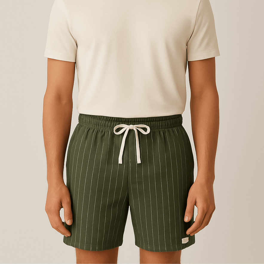Men's - Linen Drawstring Summer Shorts - Lightweight Style