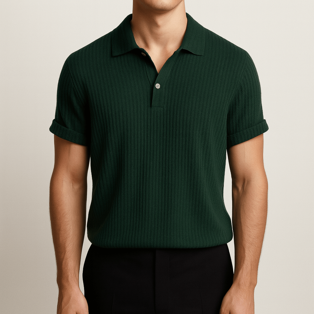 Men's - Polo Shirt - Stylish Waffle Knit Design