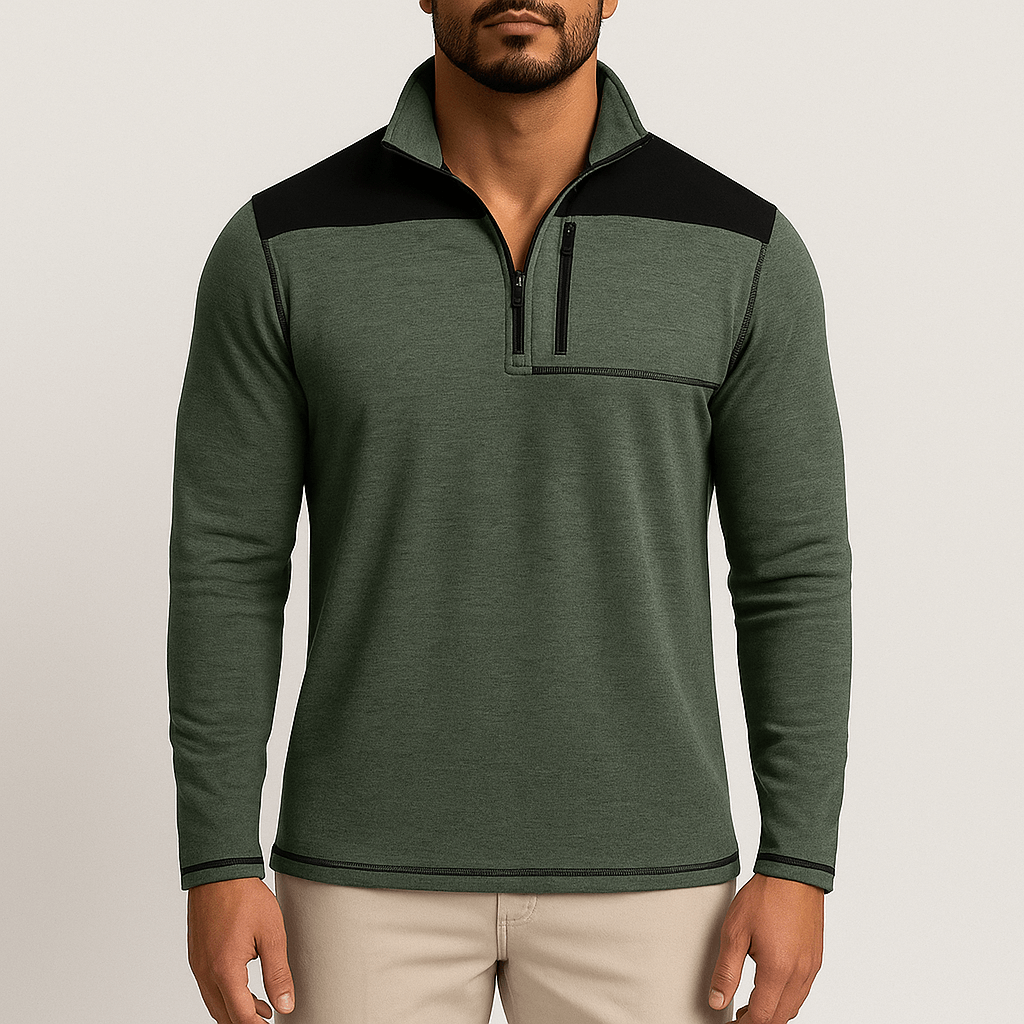 Men’s - Slim Fit Half Zip Pullover Shirt - Soft Knit