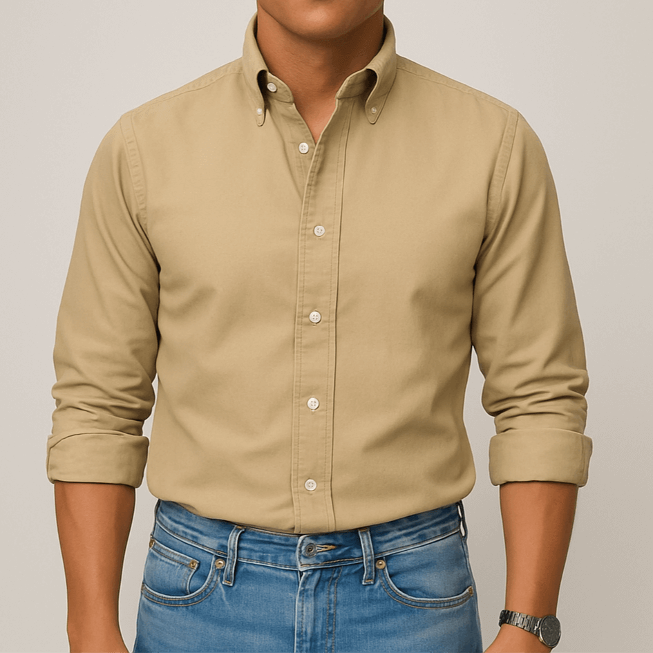 Men's - Vintage Casual Long Sleeve Shirt - Cotton Fabric