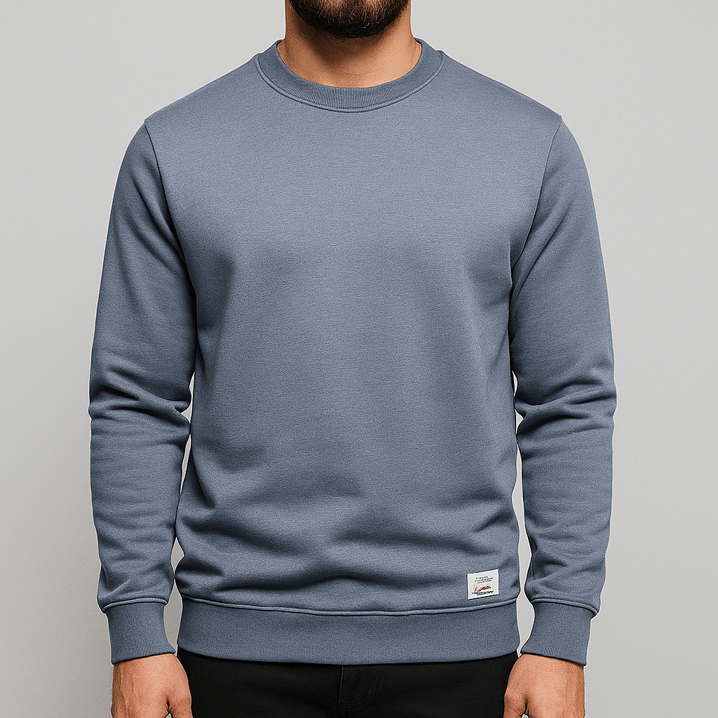 Men's - Casual Crew Neck Sweatshirt - Sporty Polyester Style