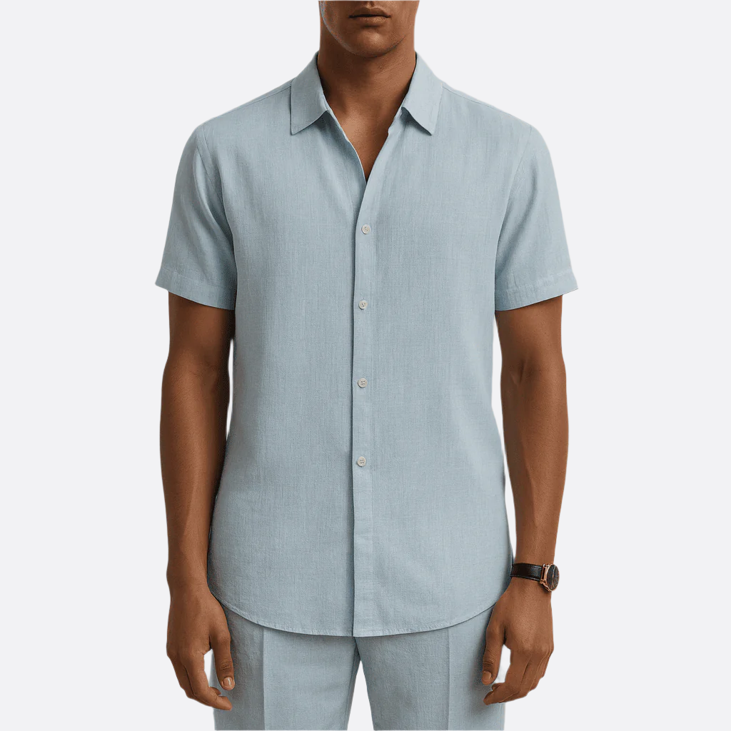 Men's - Casual Lightweight Shirt - Short Sleeve Cotton