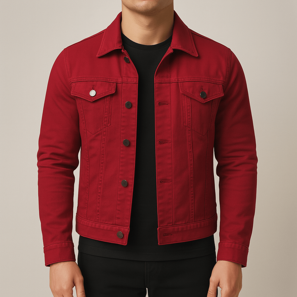 Men's - Denim Jacket - Solid Colour, Lapel, Single Breasted - Cargo Denim Jacket